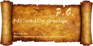 Pászkán Orsolya névjegykártya